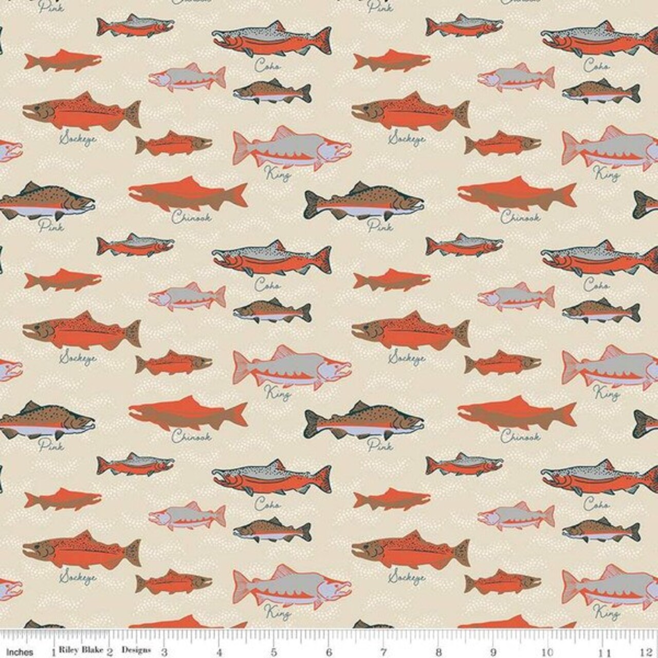 Salmon in Cream (c16168-cream) | Alaska | Riley Blake Designs | Riley Blake